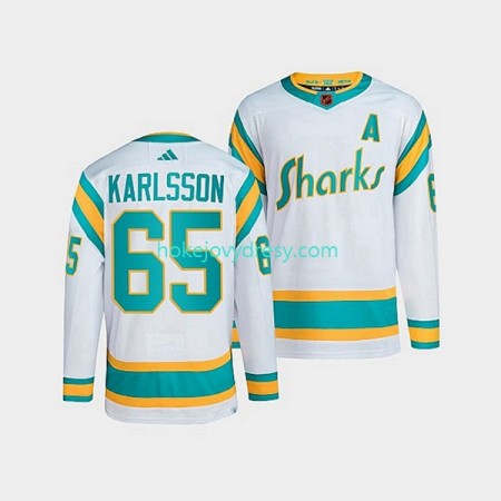 Pánské Hokejový Dres San Jose Sharks Erik Karlsson 65 Adidas 2022 Reverse Retro Bílý Authentic